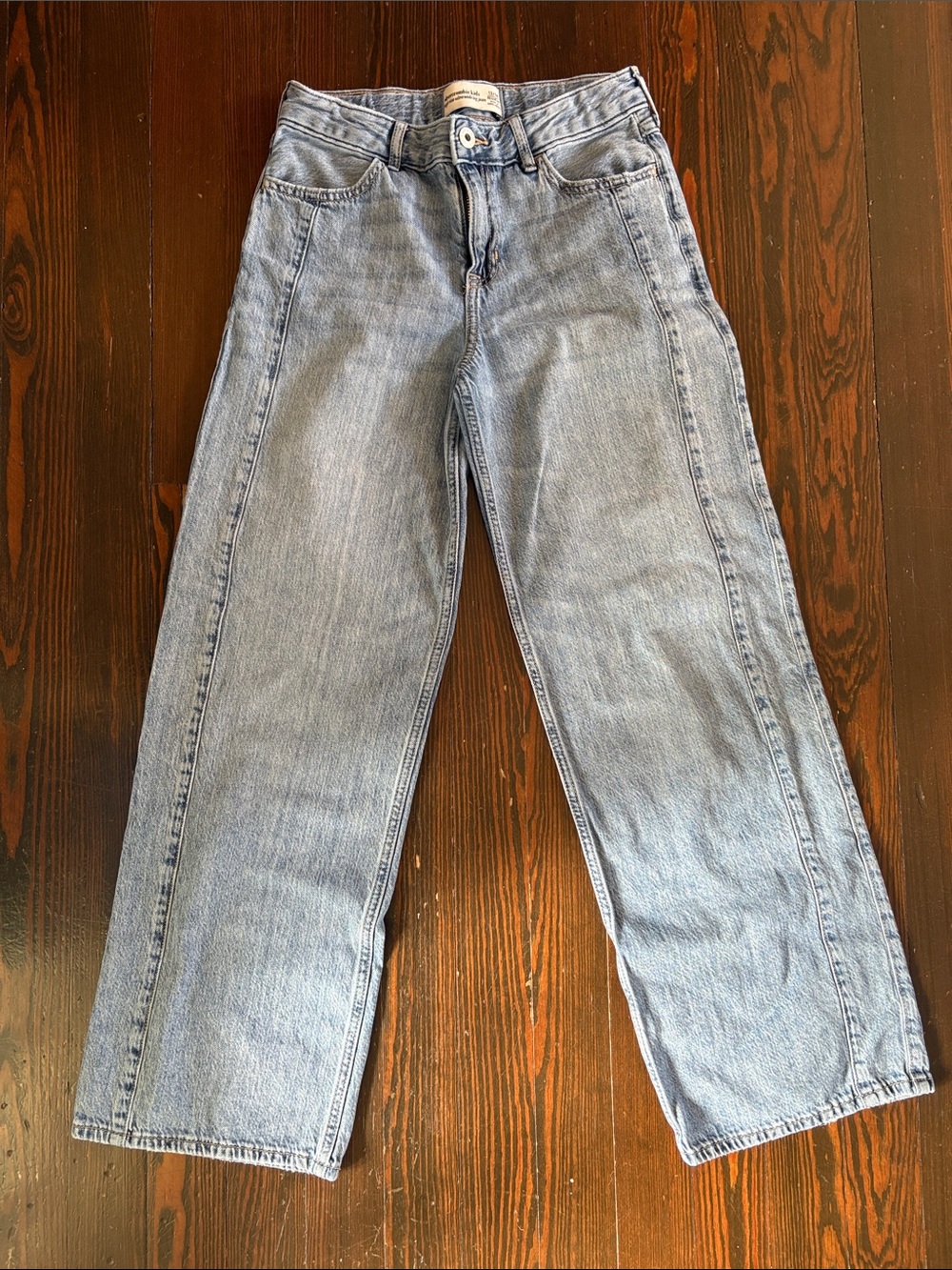 abercrombie kids light blue wide-leg jeans